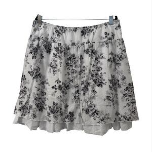 Studio 253 Floral Skirt XL White Black Cottagecore Whimsical Romantic‎